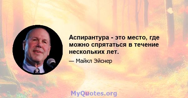 Аспирантура - это место, где можно спрятаться в течение нескольких лет.