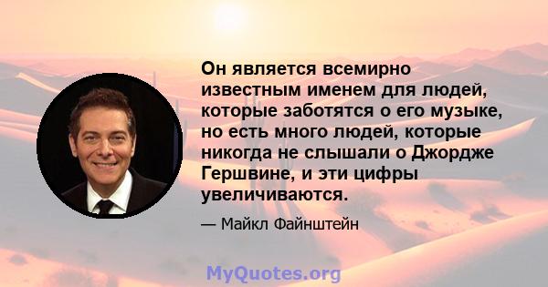 Он является всемирно известным именем для людей, которые заботятся о его музыке, но есть много людей, которые никогда не слышали о Джордже Гершвине, и эти цифры увеличиваются.