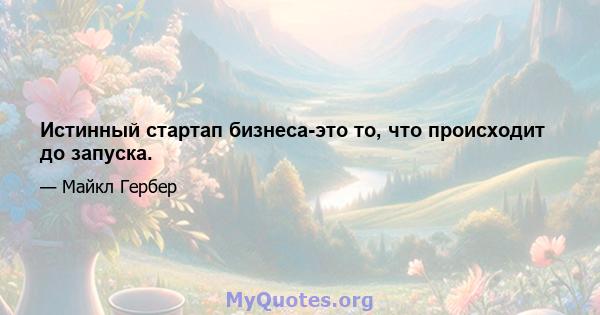 Истинный стартап бизнеса-это то, что происходит до запуска.