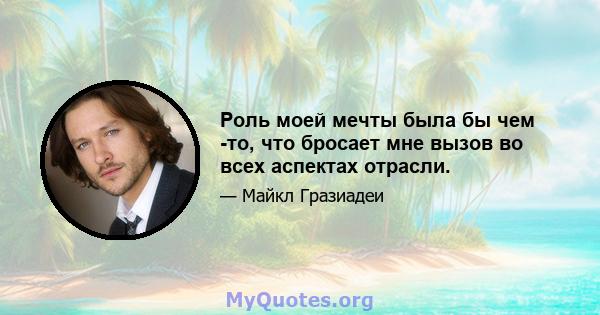 Роль моей мечты была бы чем -то, что бросает мне вызов во всех аспектах отрасли.