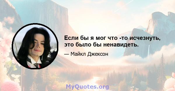 Если бы я мог что -то исчезнуть, это было бы ненавидеть.