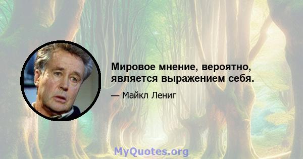 Мировое мнение, вероятно, является выражением себя.