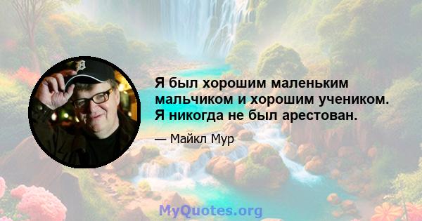 Я был хорошим маленьким мальчиком и хорошим учеником. Я никогда не был арестован.