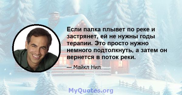 Если палка плывет по реке и застрянет, ей не нужны годы терапии. Это просто нужно немного подтолкнуть, а затем он вернется в поток реки.