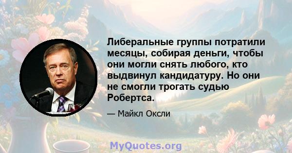 Либеральные группы потратили месяцы, собирая деньги, чтобы они могли снять любого, кто выдвинул кандидатуру. Но они не смогли трогать судью Робертса.