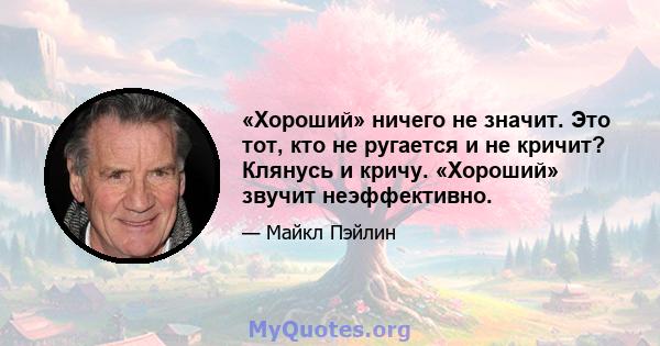 «Хороший» ничего не значит. Это тот, кто не ругается и не кричит? Клянусь и кричу. «Хороший» звучит неэффективно.