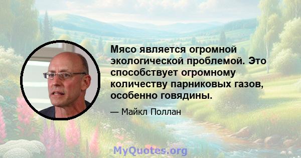 Мясо является огромной экологической проблемой. Это способствует огромному количеству парниковых газов, особенно говядины.