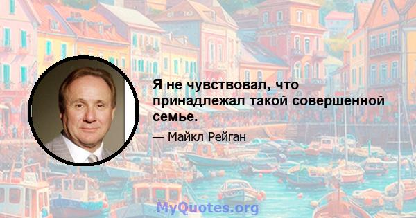 Я не чувствовал, что принадлежал такой совершенной семье.