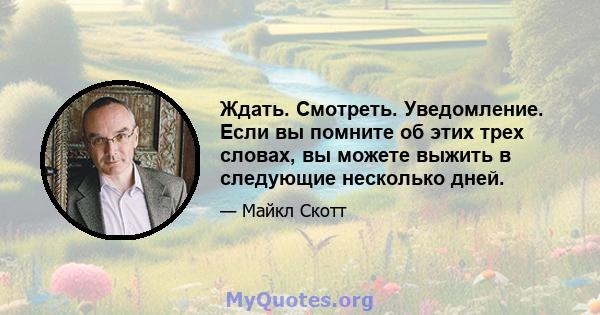 Ждать. Смотреть. Уведомление. Если вы помните об этих трех словах, вы можете выжить в следующие несколько дней.