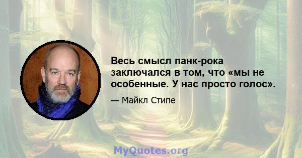 Весь смысл панк-рока заключался в том, что «мы не особенные. У нас просто голос».