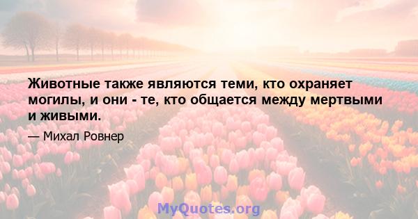 Животные также являются теми, кто охраняет могилы, и они - те, кто общается между мертвыми и живыми.