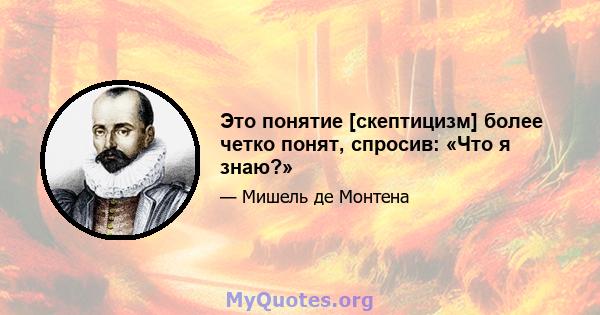 Это понятие [скептицизм] более четко понят, спросив: «Что я знаю?»