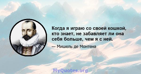 Когда я играю со своей кошкой, кто знает, не забавляет ли она себя больше, чем я с ней.