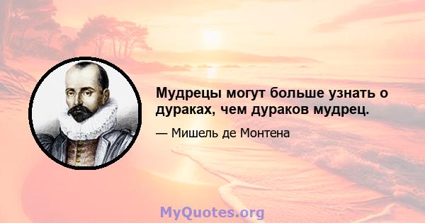 Мудрецы могут больше узнать о дураках, чем дураков мудрец.