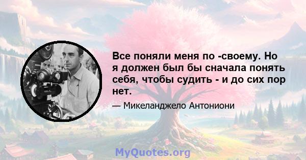 Все поняли меня по -своему. Но я должен был бы сначала понять себя, чтобы судить - и до сих пор нет.