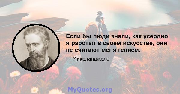 Если бы люди знали, как усердно я работал в своем искусстве, они не считают меня гением.