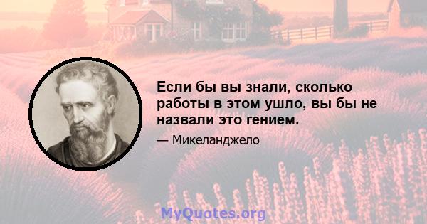 Если бы вы знали, сколько работы в этом ушло, вы бы не назвали это гением.