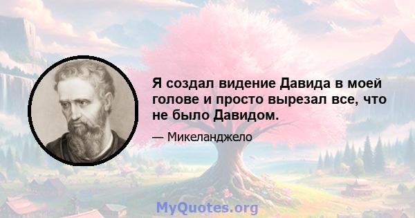 Я создал видение Давида в моей голове и просто вырезал все, что не было Давидом.