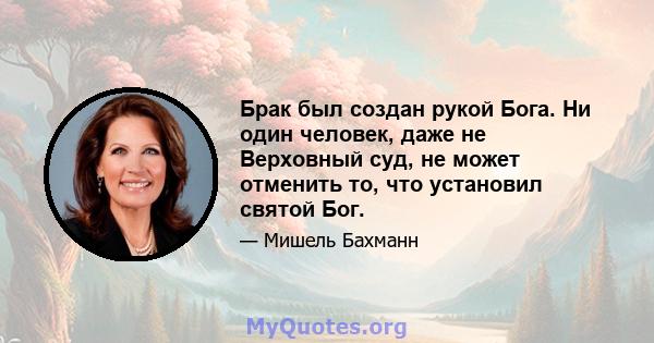 Брак был создан рукой Бога. Ни один человек, даже не Верховный суд, не может отменить то, что установил святой Бог.