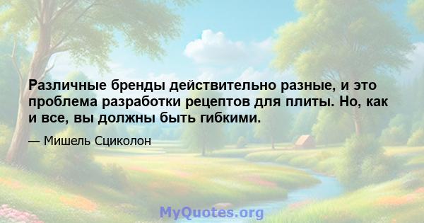 Различные бренды действительно разные, и это проблема разработки рецептов для плиты. Но, как и все, вы должны быть гибкими.