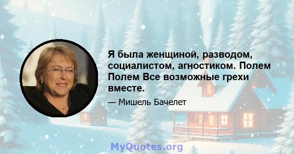 Я была женщиной, разводом, социалистом, агностиком. Полем Полем Все возможные грехи вместе.