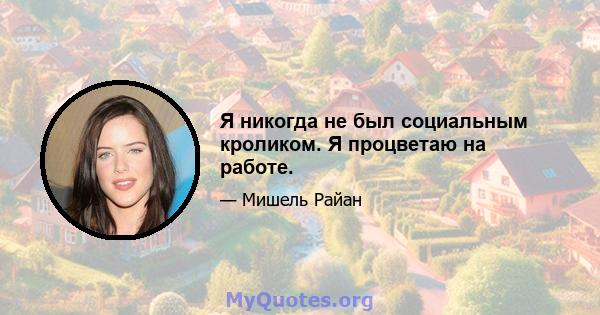 Я никогда не был социальным кроликом. Я процветаю на работе.