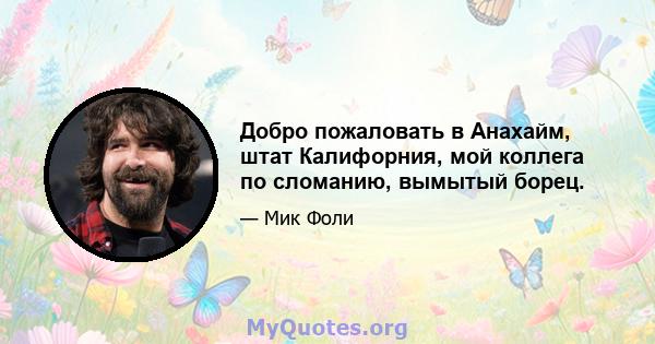 Добро пожаловать в Анахайм, штат Калифорния, мой коллега по сломанию, вымытый борец.