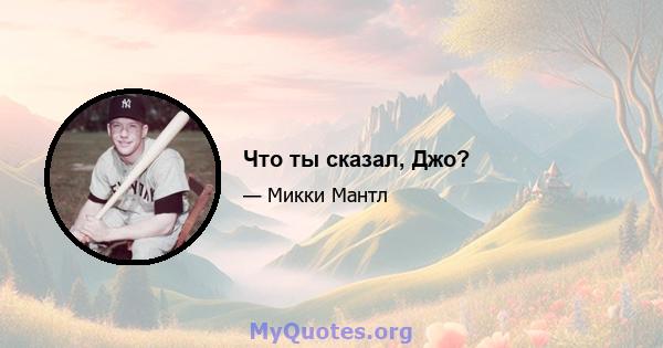 Что ты сказал, Джо?