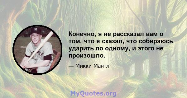 Конечно, я не рассказал вам о том, что я сказал, что собираюсь ударить по одному, и этого не произошло.