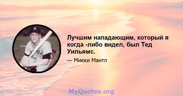 Лучшим нападающим, который я когда -либо видел, был Тед Уильямс.