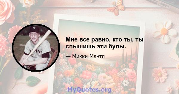 Мне все равно, кто ты, ты слышишь эти булы.