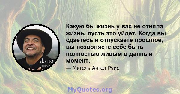 Какую бы жизнь у вас не отняла жизнь, пусть это уйдет. Когда вы сдаетесь и отпускаете прошлое, вы позволяете себе быть полностью живым в данный момент.