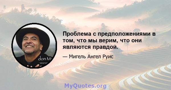 Проблема с предположениями в том, что мы верим, что они являются правдой.