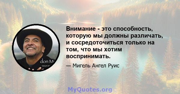 Внимание - это способность, которую мы должны различать, и сосредоточиться только на том, что мы хотим воспринимать.