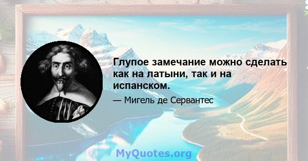 Глупое замечание можно сделать как на латыни, так и на испанском.