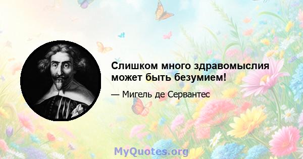 Слишком много здравомыслия может быть безумием!