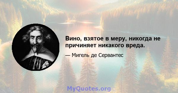 Вино, взятое в меру, никогда не причиняет никакого вреда.