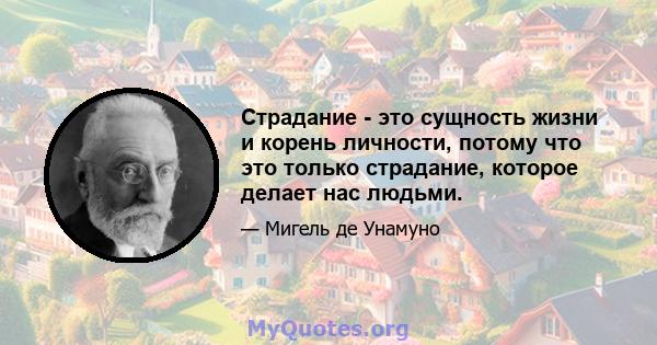 Страдание - это сущность жизни и корень личности, потому что это только страдание, которое делает нас людьми.