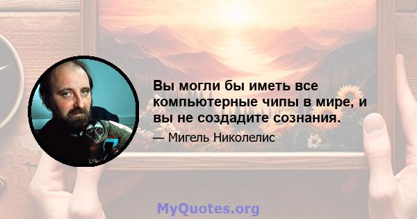 Вы могли бы иметь все компьютерные чипы в мире, и вы не создадите сознания.