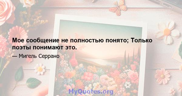 Мое сообщение не полностью понято; Только поэты понимают это.