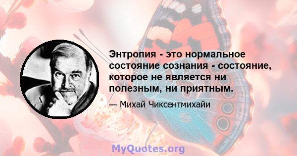 Энтропия - это нормальное состояние сознания - состояние, которое не является ни полезным, ни приятным.