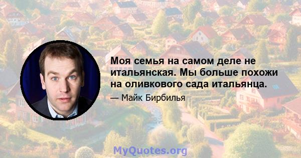 Моя семья на самом деле не итальянская. Мы больше похожи на оливкового сада итальянца.