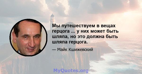 Мы путешествуем в вещах герцога ... у них может быть шляпа, но это должна быть шляпа герцога.