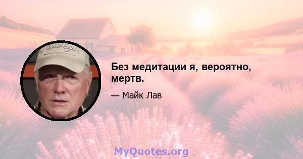 Без медитации я, вероятно, мертв.