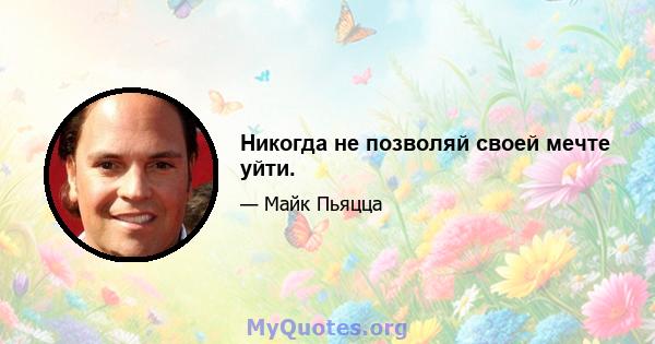 Никогда не позволяй своей мечте уйти.