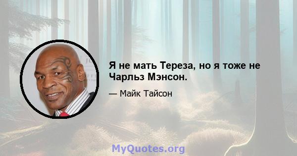 Я не мать Тереза, но я тоже не Чарльз Мэнсон.