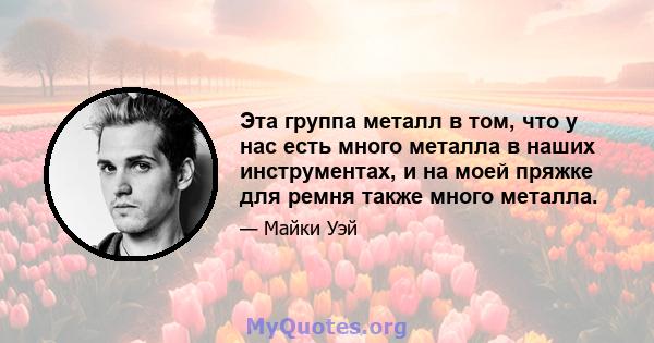 Эта группа металл в том, что у нас есть много металла в наших инструментах, и на моей пряжке для ремня также много металла.