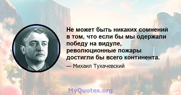 Не может быть никаких сомнений в том, что если бы мы одержали победу на видуле, революционные пожары достигли бы всего континента.