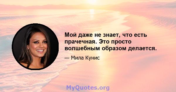 Мой даже не знает, что есть прачечная. Это просто волшебным образом делается.