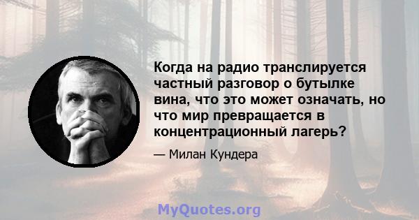 Когда на радио транслируется частный разговор о бутылке вина, что это может означать, но что мир превращается в концентрационный лагерь?